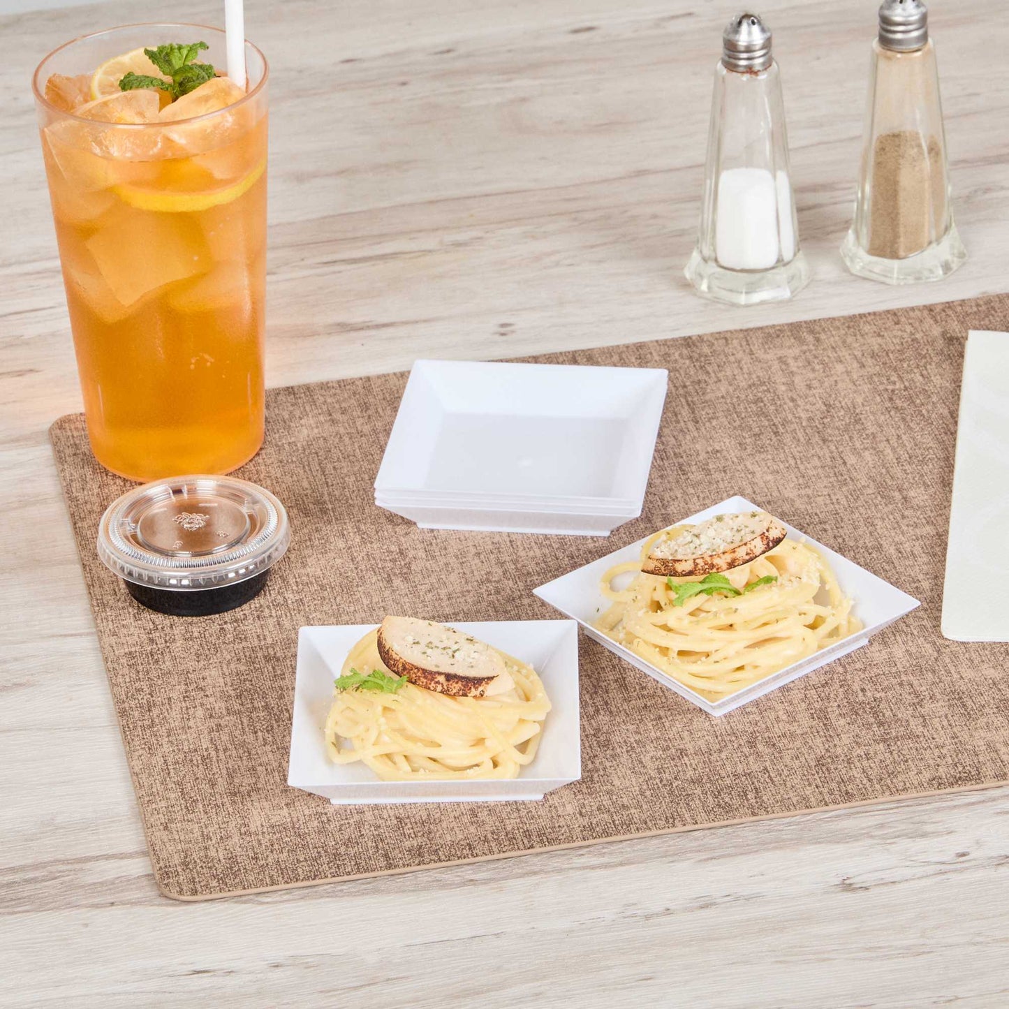 Mini Serve Square White Plastic Small Modern Plate - 4" x 4" x 1/2" - 20 count box