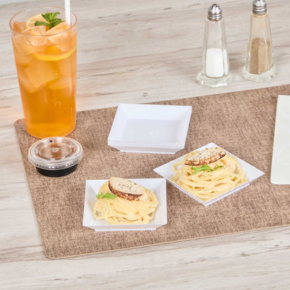 Mini Serve Square White Plastic Small Modern Plate - 4" x 4" x 1/2" - 20 count box