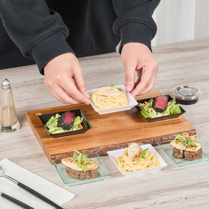 Mini Serve Square White Plastic Small Modern Plate - 4" x 4" x 1/2" - 100 count box