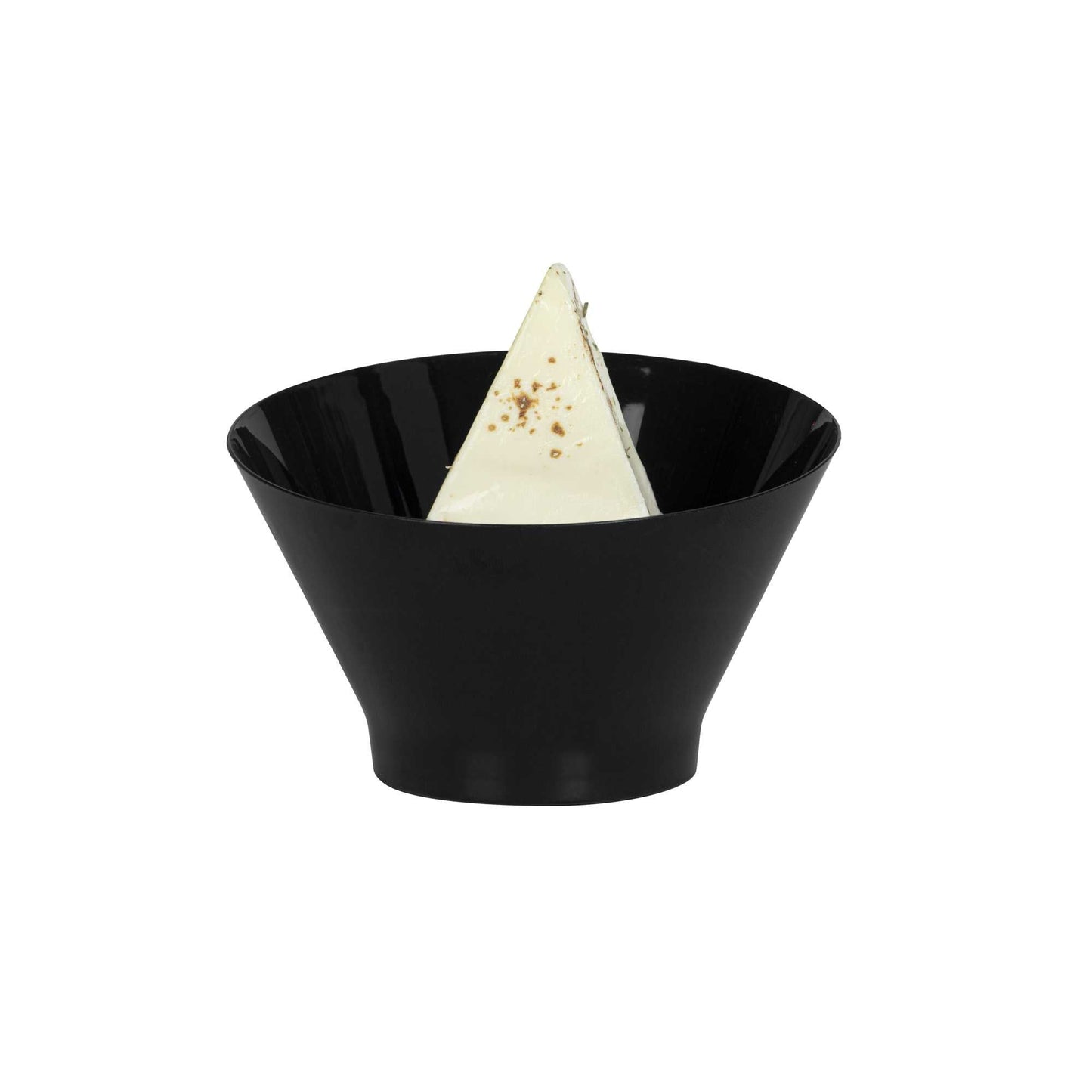 Mini Serve 5 oz Round Black Plastic Small Incline Bowl - 3 3/4" x 3 3/4" x 2 1/2" - 20 count box