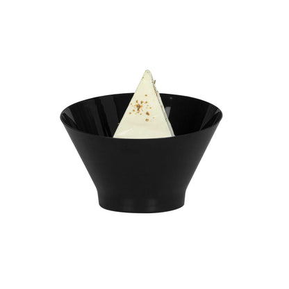 Mini Serve 5 oz Round Black Plastic Small Incline Bowl - 3 3/4" x 3 3/4" x 2 1/2" - 20 count box