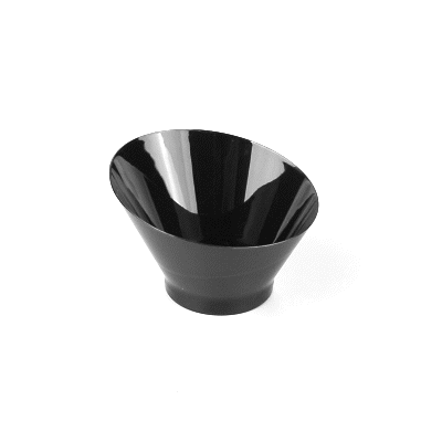 Mini Serve 5 oz Round Black Plastic Small Incline Bowl - 3 3/4" x 3 3/4" x 2 1/2" - 20 count box