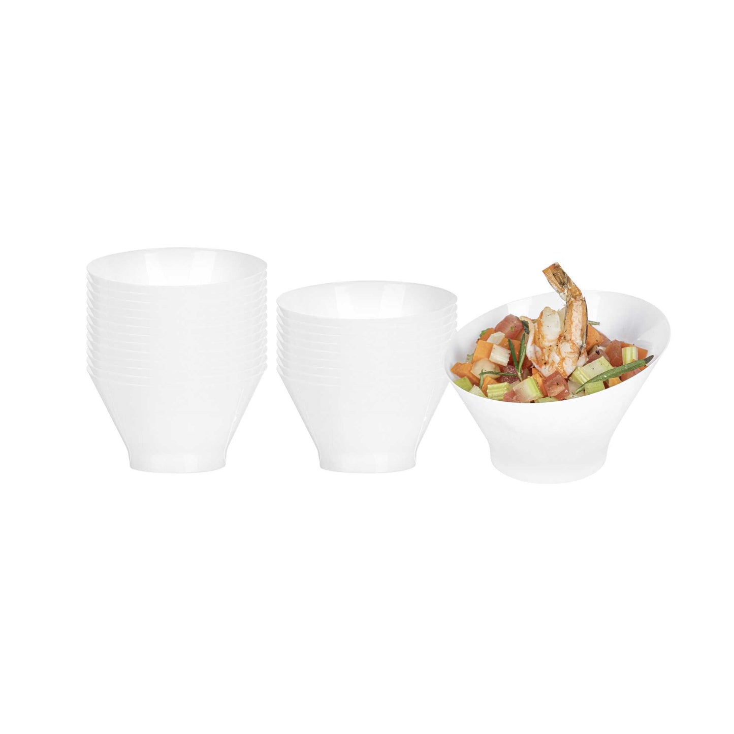 Mini Serve 5 oz Round White Plastic Small Incline Bowl - 3 3/4" x 3 3/4" x 2 1/2" - 100 count box