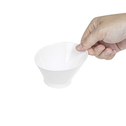 Mini Serve 5 oz Round White Plastic Small Incline Bowl - 3 3/4" x 3 3/4" x 2 1/2" - 20 count box