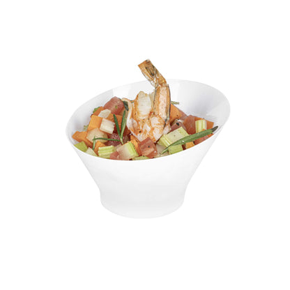 Mini Serve 5 oz Round White Plastic Small Incline Bowl - 3 3/4" x 3 3/4" x 2 1/2" - 20 count box