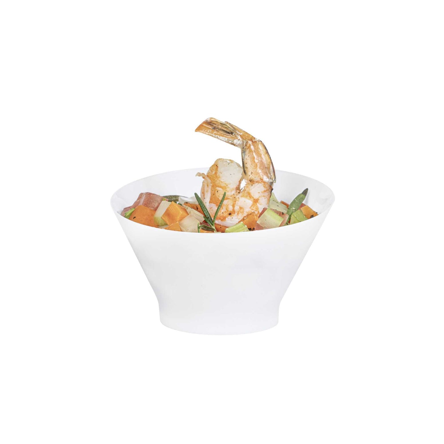 Mini Serve 5 oz Round White Plastic Small Incline Bowl - 3 3/4" x 3 3/4" x 2 1/2" - 100 count box