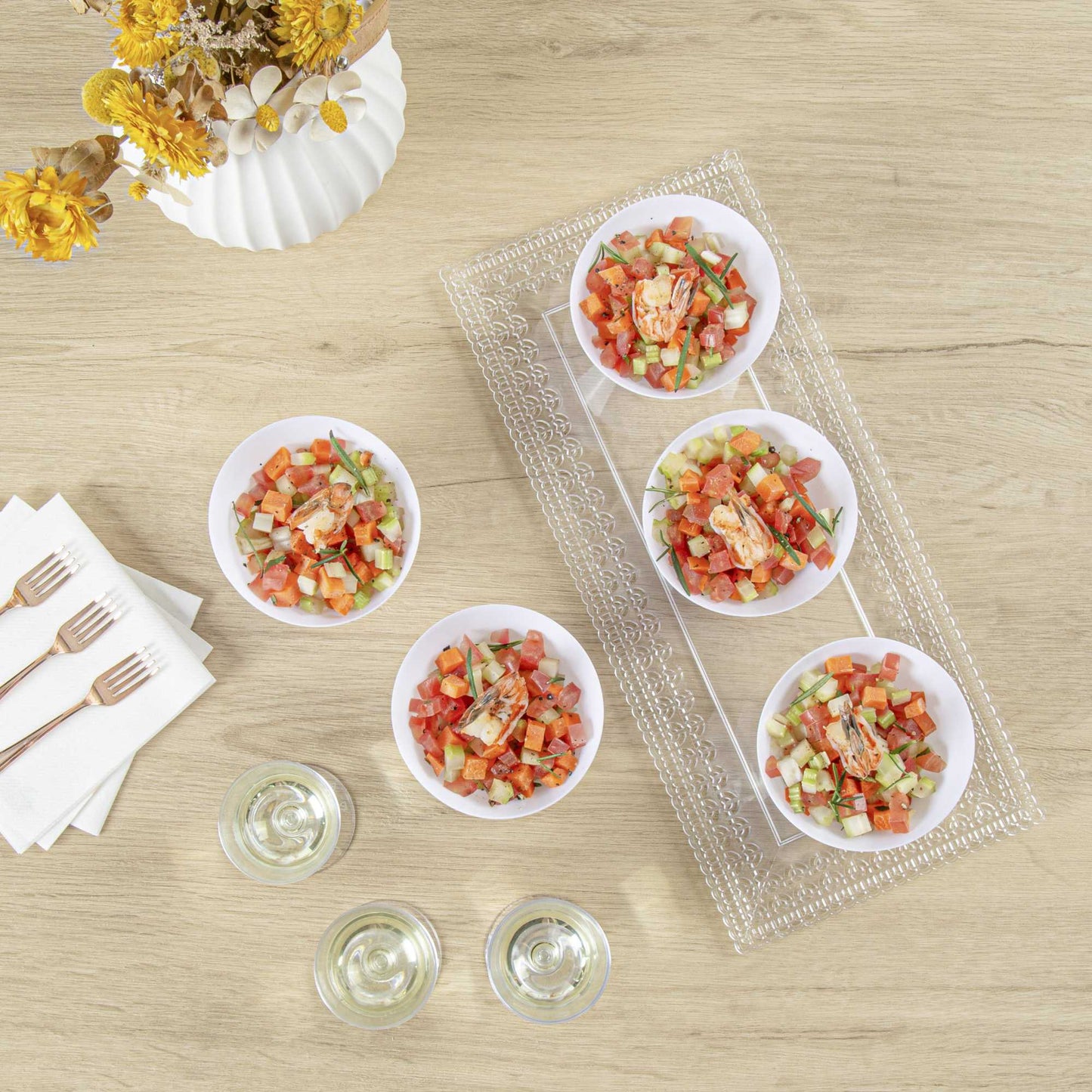 Mini Serve 5 oz Round White Plastic Small Incline Bowl - 3 3/4" x 3 3/4" x 2 1/2" - 100 count box