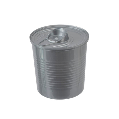 Mini Serve 4 oz Round Silver Plastic Tin Can - with Lid - 2 1/2" x 2 1/2" x 2 3/4" - 100 count box
