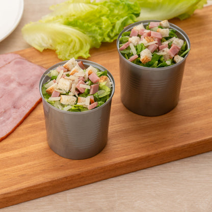 Mini Serve 4 oz Round Silver Plastic Tin Can - with Lid - 2 1/2" x 2 1/2" x 2 3/4" - 20 count box