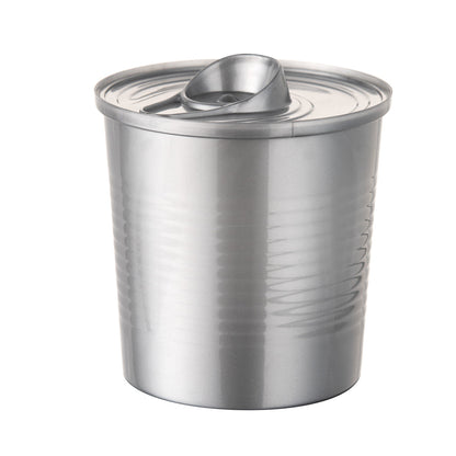 Mini Serve 4 oz Round Silver Plastic Tin Can - with Lid - 2 1/2" x 2 1/2" x 2 3/4" - 20 count box