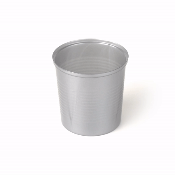 Mini Serve 4 oz Round Silver Plastic Tin Can - with Lid - 2 1/2" x 2 1/2" x 2 3/4" - 100 count box