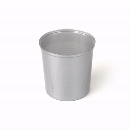 Mini Serve 4 oz Round Silver Plastic Tin Can - with Lid - 2 1/2" x 2 1/2" x 2 3/4" - 100 count box