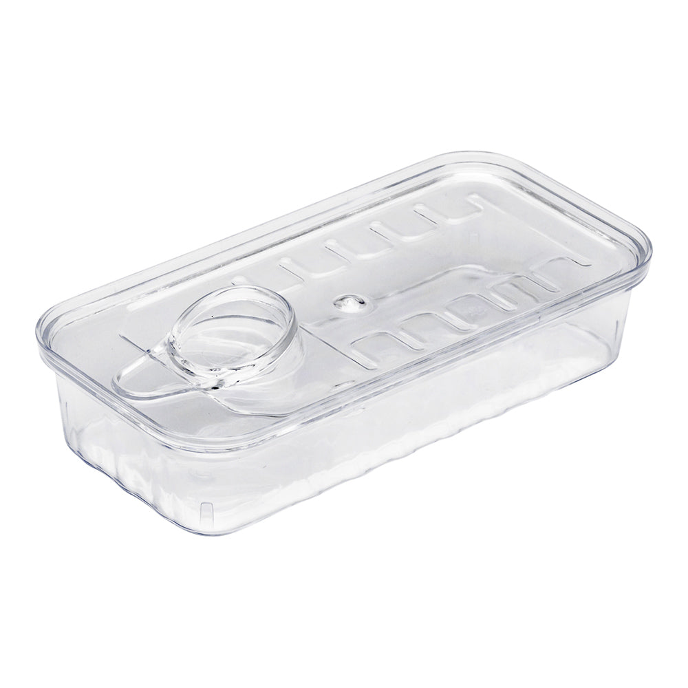 Mini Serve 2 oz Rectangle Clear Plastic Tin Can - with Lid - 4" x 2" x 1" - 20 count box