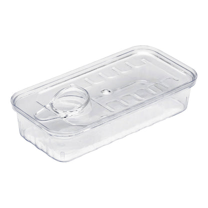 Mini Serve 2 oz Rectangle Clear Plastic Tin Can - with Lid - 4" x 2" x 1" - 20 count box