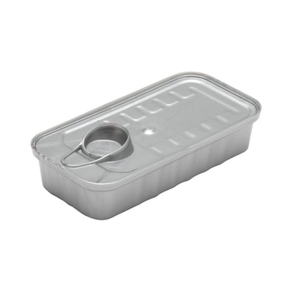 Mini Serve 2 oz Rectangle Silver Plastic Tin Can - with Lid - 4" x 2" x 1" - 100 count box