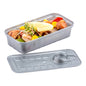 Mini Serve 2 oz Rectangle Silver Plastic Tin Can - with Lid - 4" x 2" x 1" - 100 count box