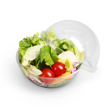 Thermo Tek 12 oz Clear Plastic Sphere Salad Container - with Dome Lid - 5 1/4" x 5 1/4" x 4 1/2" - 50 count box