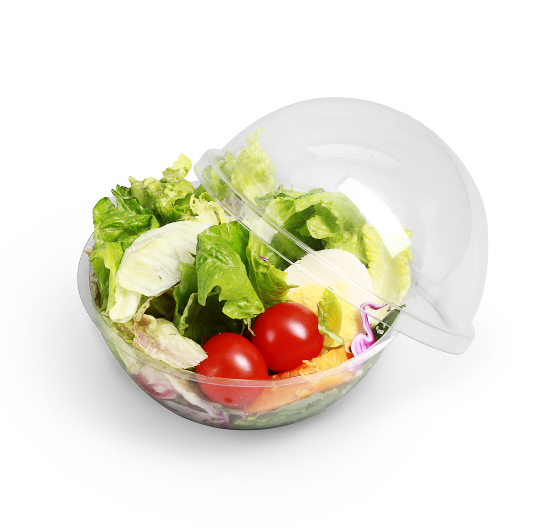 Thermo Tek 12 oz Clear Plastic Sphere Salad Container - with Dome Lid - 5 1/4" x 5 1/4" x 4 1/2" - 500 count box