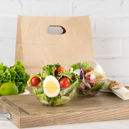 Thermo Tek 12 oz Clear Plastic Sphere Salad Container - with Dome Lid - 5 1/4" x 5 1/4" x 4 1/2" - 500 count box