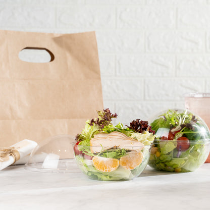 Thermo Tek 21 oz Clear Plastic Sphere Salad Container - with Dome Lid - 5 3/4" x 5 3/4" x 4 3/4" - 500 count box