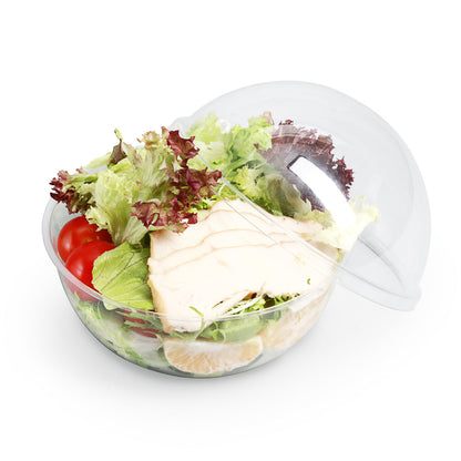 Thermo Tek 21 oz Clear Plastic Sphere Salad Container - with Dome Lid - 5 3/4" x 5 3/4" x 4 3/4" - 500 count box