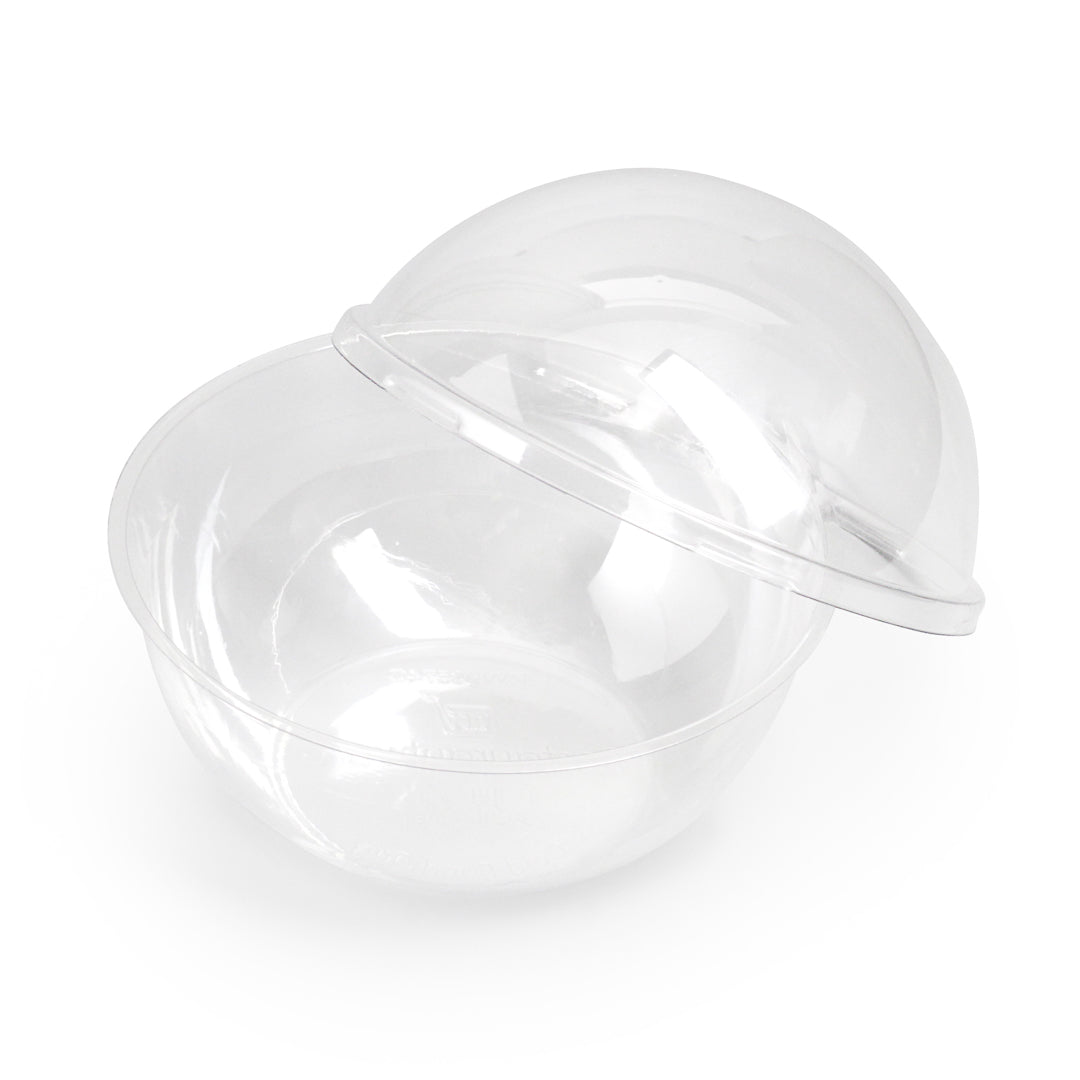 Thermo Tek 21 oz Clear Plastic Sphere Salad Container - with Dome Lid - 5 3/4" x 5 3/4" x 4 3/4" - 500 count box