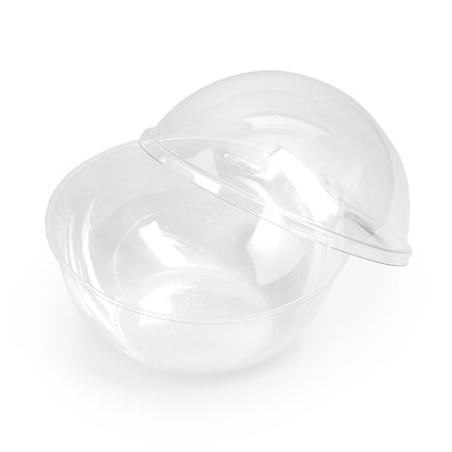 Thermo Tek 21 oz Clear Plastic Sphere Salad Container - with Dome Lid - 5 3/4" x 5 3/4" x 4 3/4" - 500 count box