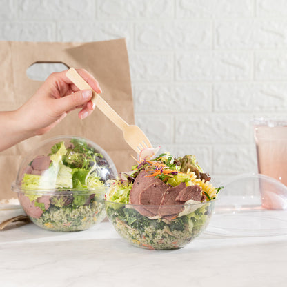 Thermo Tek 28 oz Clear Plastic Sphere Salad Container - with Dome Lid - 6 1/2" x 6 1/2" x 5 1/2" - 50 count box
