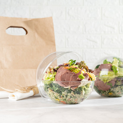 Thermo Tek 28 oz Clear Plastic Sphere Salad Container - with Dome Lid - 6 1/2" x 6 1/2" x 5 1/2" - 50 count box