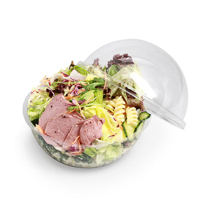 Thermo Tek 28 oz Clear Plastic Sphere Salad Container - with Dome Lid - 6 1/2" x 6 1/2" x 5 1/2" - 500 count box