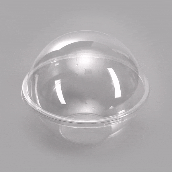 Thermo Tek 28 oz Clear Plastic Sphere Salad Container - with Dome Lid - 6 1/2" x 6 1/2" x 5 1/2" - 500 count box