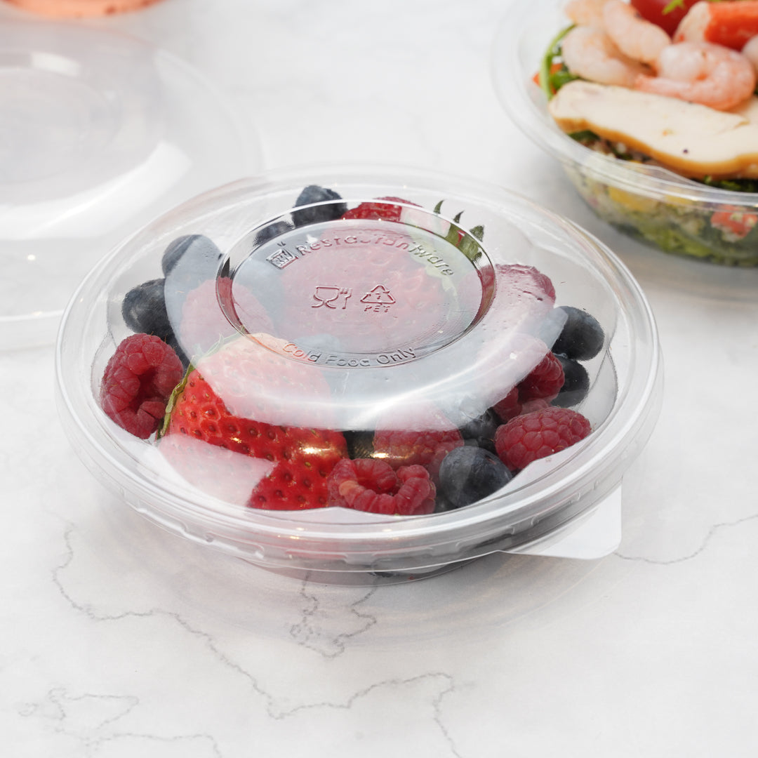 Thermo Tek 8 oz Clear Plastic Ergo-Grip Bowl - 4 3/4" x 4 3/4" x 1 1/4" - 50 count box