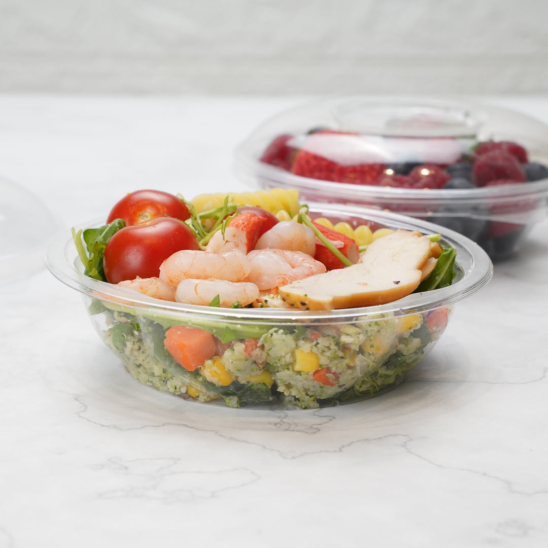Thermo Tek 8 oz Clear Plastic Ergo-Grip Bowl - 4 3/4" x 4 3/4" x 1 1/4" - 50 count box