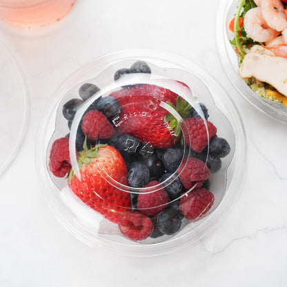 Thermo Tek 8 oz Clear Plastic Ergo-Grip Bowl - 4 3/4" x 4 3/4" x 1 1/4" - 50 count box