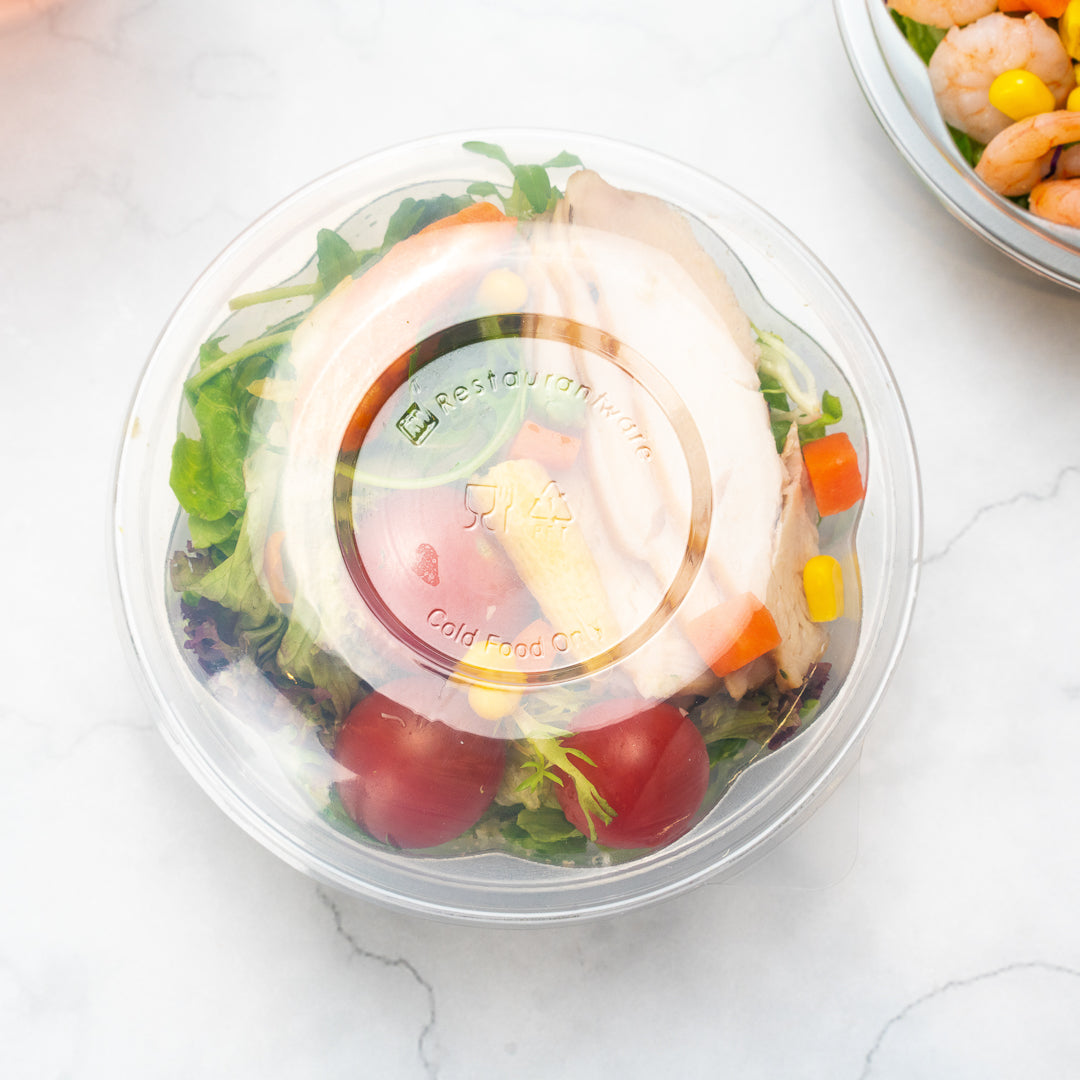 Thermo Tek 12 oz Clear Plastic Ergo-Grip Bowl - 4 3/4" x 4 3/4" x 1 3/4" - 50 count box