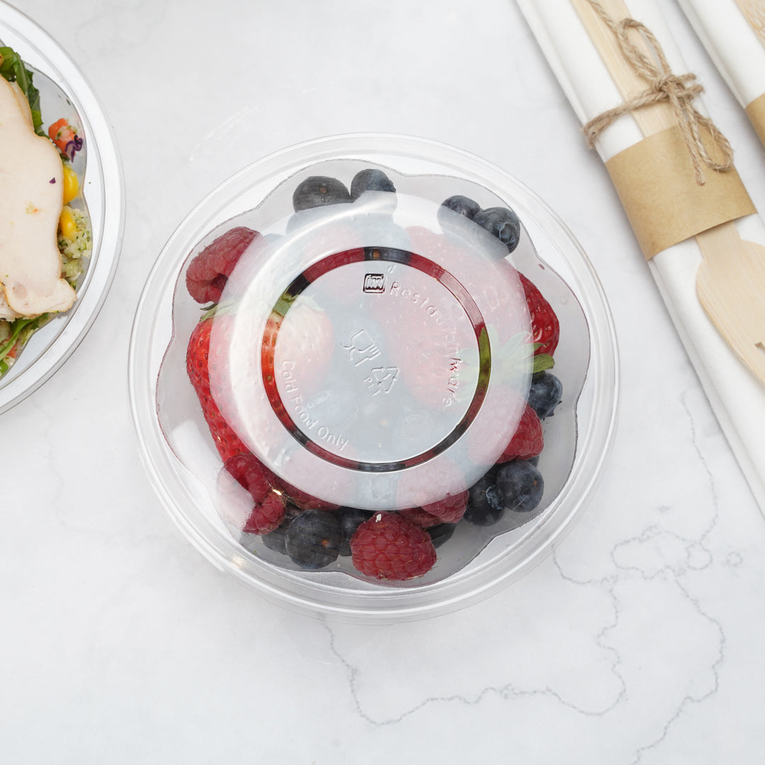 Thermo Tek Clear Plastic Ergo-Grip Bowl Lid - Fits 8 / 12 / 16 oz - 500 count box