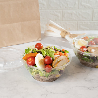 Thermo Tek 32 oz Clear Plastic Ergo-Grip Bowl - 6 3/4" x 6 3/4" x 2 3/4" - 50 count box