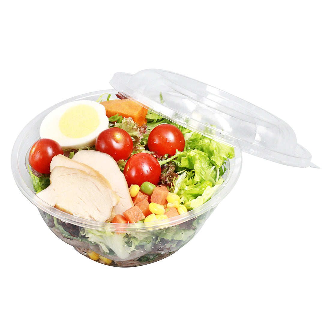 Thermo Tek 32 oz Clear Plastic Ergo-Grip Bowl - 6 3/4" x 6 3/4" x 2 3/4" - 500 count box