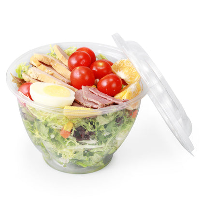 Thermo Tek 48 oz Clear Plastic Ergo-Grip Bowl - 6 3/4" x 6 3/4" x 4 1/4" - 500 count box
