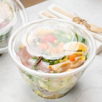 Thermo Tek 48 oz Clear Plastic Ergo-Grip Bowl - 6 3/4" x 6 3/4" x 4 1/4" - 500 count box
