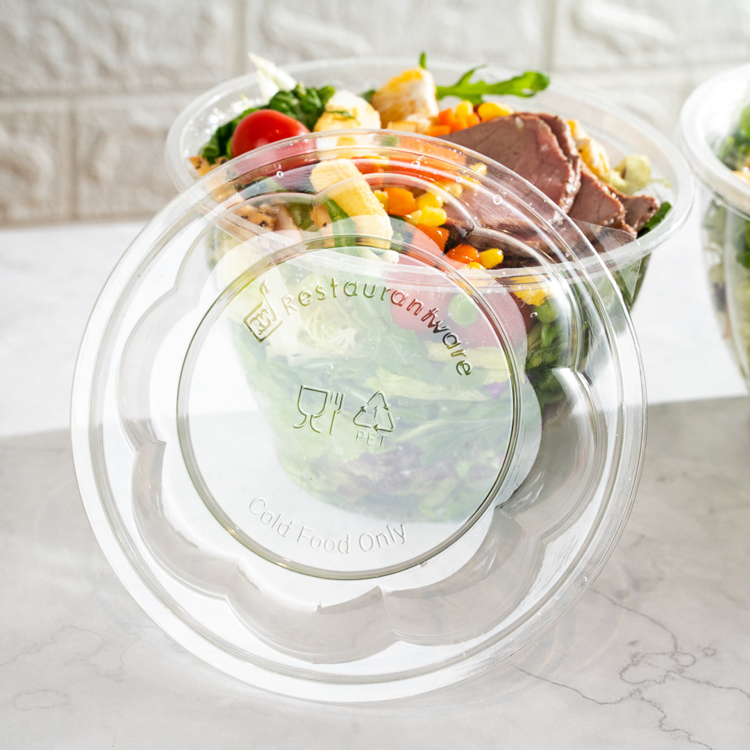 Thermo Tek Clear Plastic Ergo-Grip Bowl Lid - Fits 24 / 32 / 48 oz - 50 count box