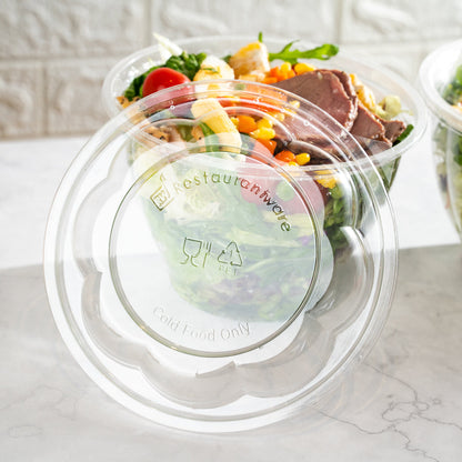 Thermo Tek Clear Plastic Ergo-Grip Bowl Lid - Fits 24 / 32 / 48 oz - 50 count box