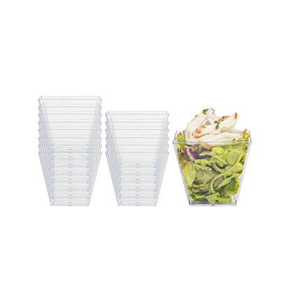 Mini Serve 4 oz Square Clear Plastic Small Kova Cup - 2 1/4" x 2 1/4" x 2" - 20 count box