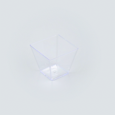Mini Serve 4 oz Square Clear Plastic Small Kova Cup - 2 1/4" x 2 1/4" x 2" - 20 count box