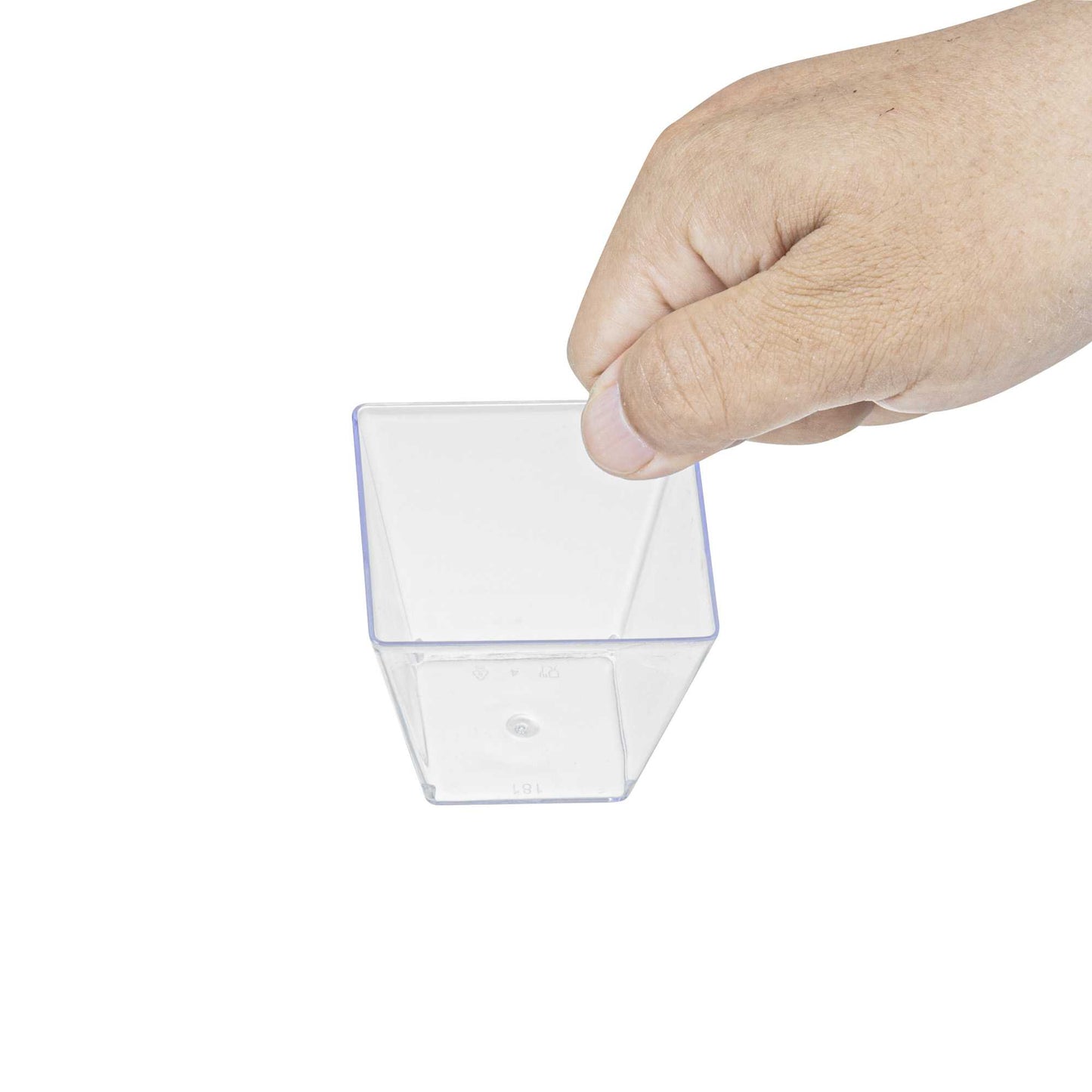Mini Serve 4 oz Square Clear Plastic Small Kova Cup - 2 1/4" x 2 1/4" x 2" - 100 count box