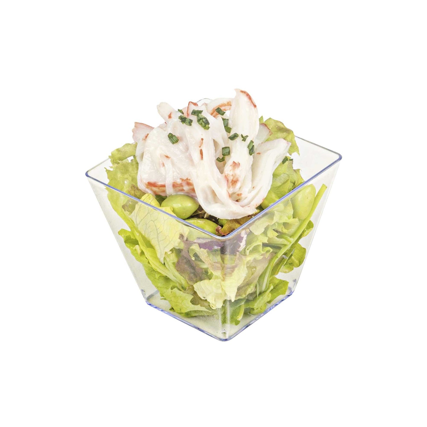 Mini Serve 4 oz Square Clear Plastic Small Kova Cup - 2 1/4" x 2 1/4" x 2" - 100 count box