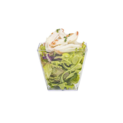 Mini Serve 4 oz Square Clear Plastic Small Kova Cup - 2 1/4" x 2 1/4" x 2" - 100 count box
