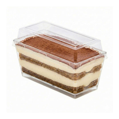 Sweet Vision 5 oz Rectangle Clear Plastic Cake / Dessert Container - with Lid - 4" x 2" x 1 3/4" - 100 count box