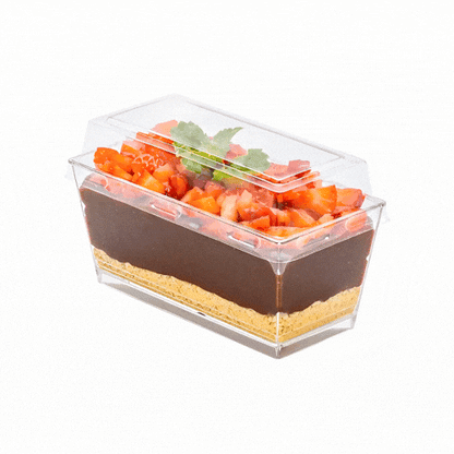 Sweet Vision 5 oz Rectangle Clear Plastic Cake / Dessert Container - with Lid - 4" x 2" x 1 3/4" - 100 count box