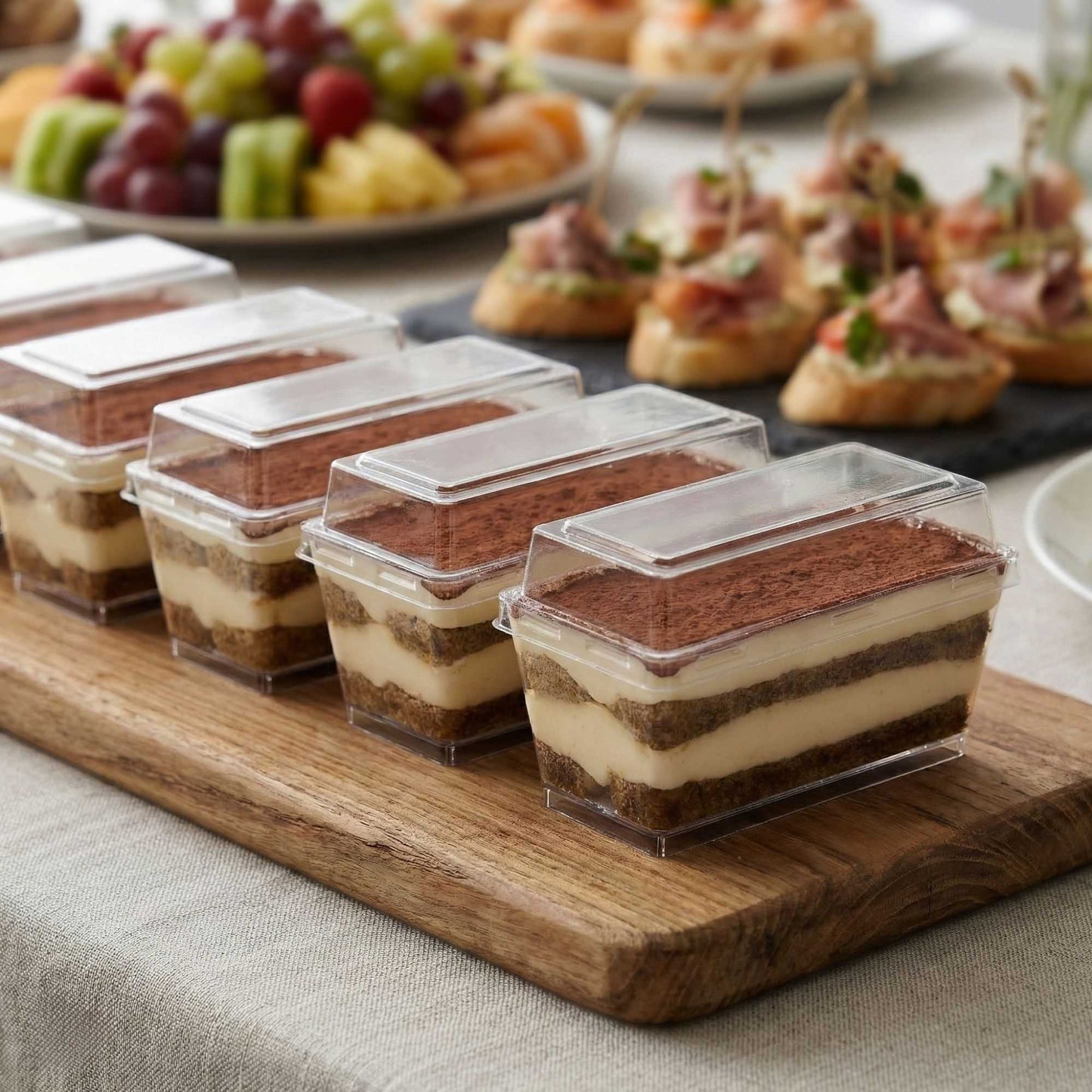 Sweet Vision 5 oz Rectangle Clear Plastic Cake / Dessert Container - with Lid - 4" x 2" x 1 3/4" - 100 count box